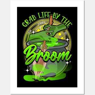 Grab Life By The Broom! Funny Halloween Gift Posters and Art